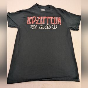 Led Zepplin Black Tee With Red Graphics Size Medium